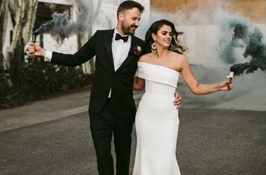Opposing tales: Brodie and Andrew celebrate love at industrial luxe wedding