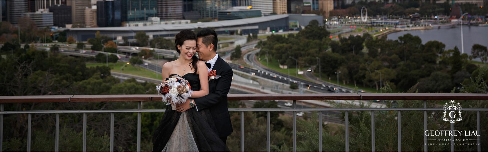 Beautiful couple with Perth skyline