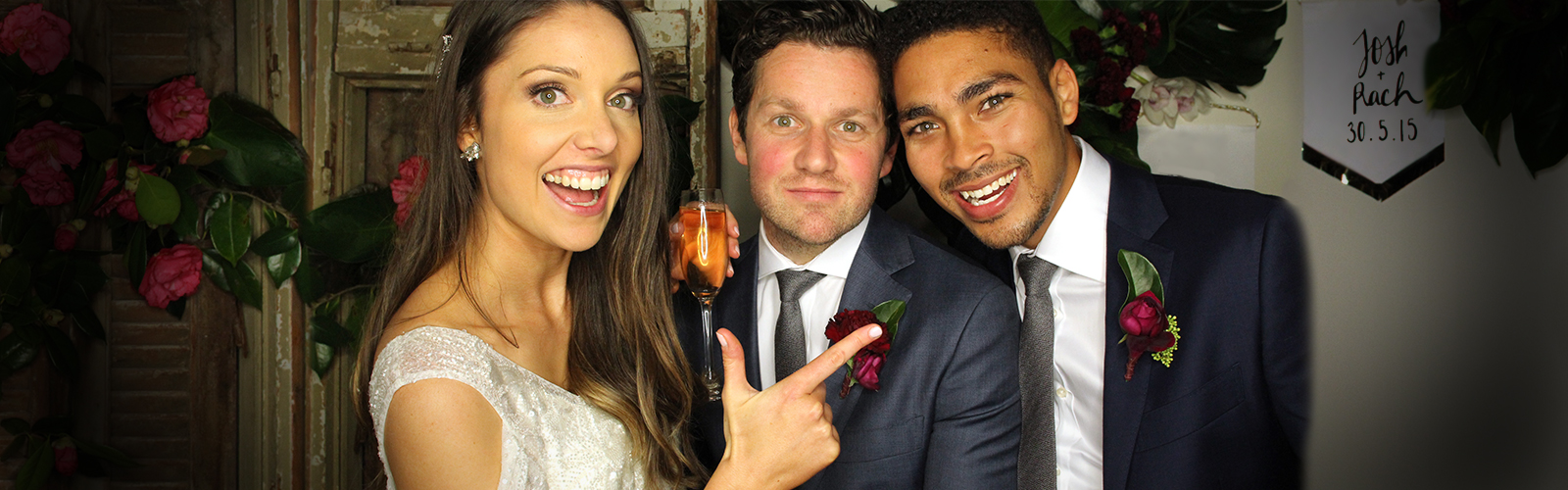 Bride and Groomsmen using Cliqbooth Photo Booth