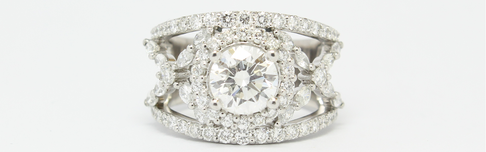 Custom designed platinum and diamond ring