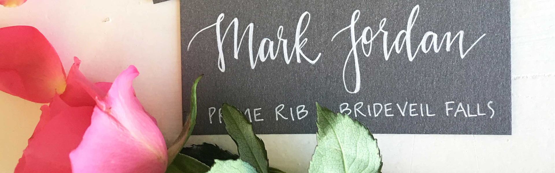 Hand lettered calligraphy place cards