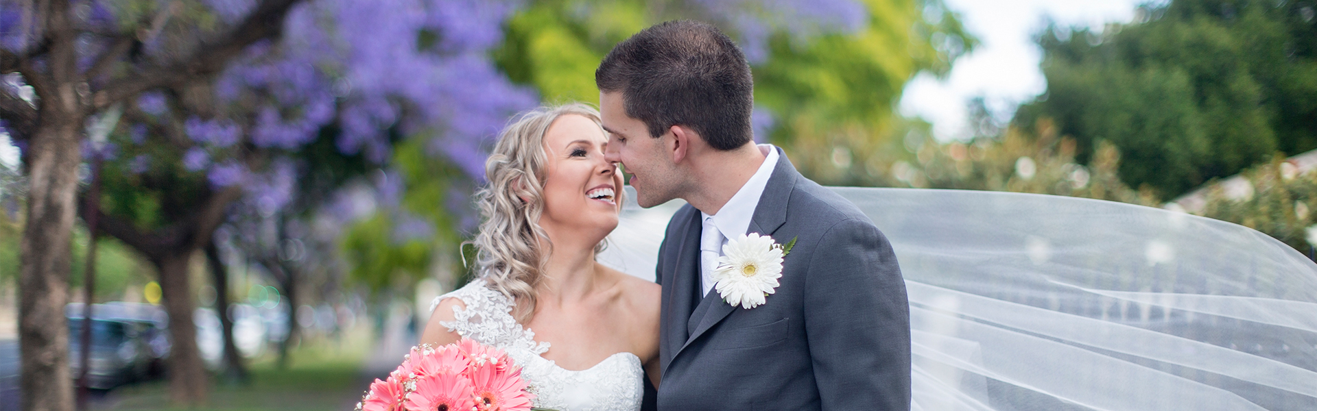 Happy bride and groom