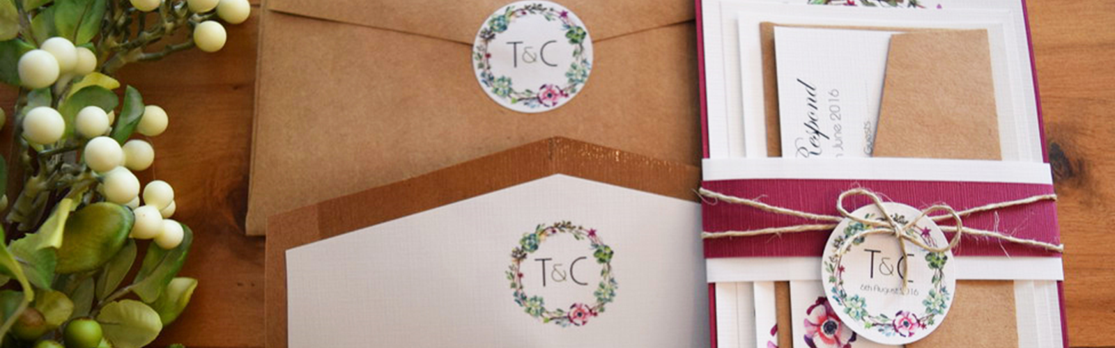 Rustic meets colour wedding invitation
