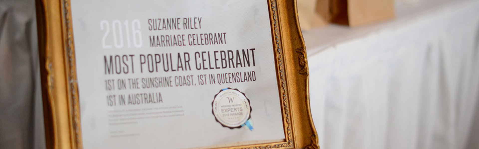 Suzanne Riley Marriage Celebrant award winner