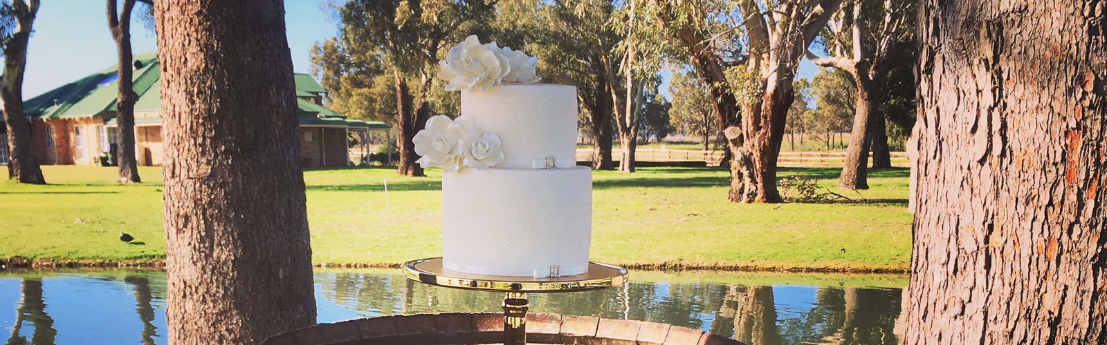 Vintage Ivory Lace Wedding Cake at Oakover Winery