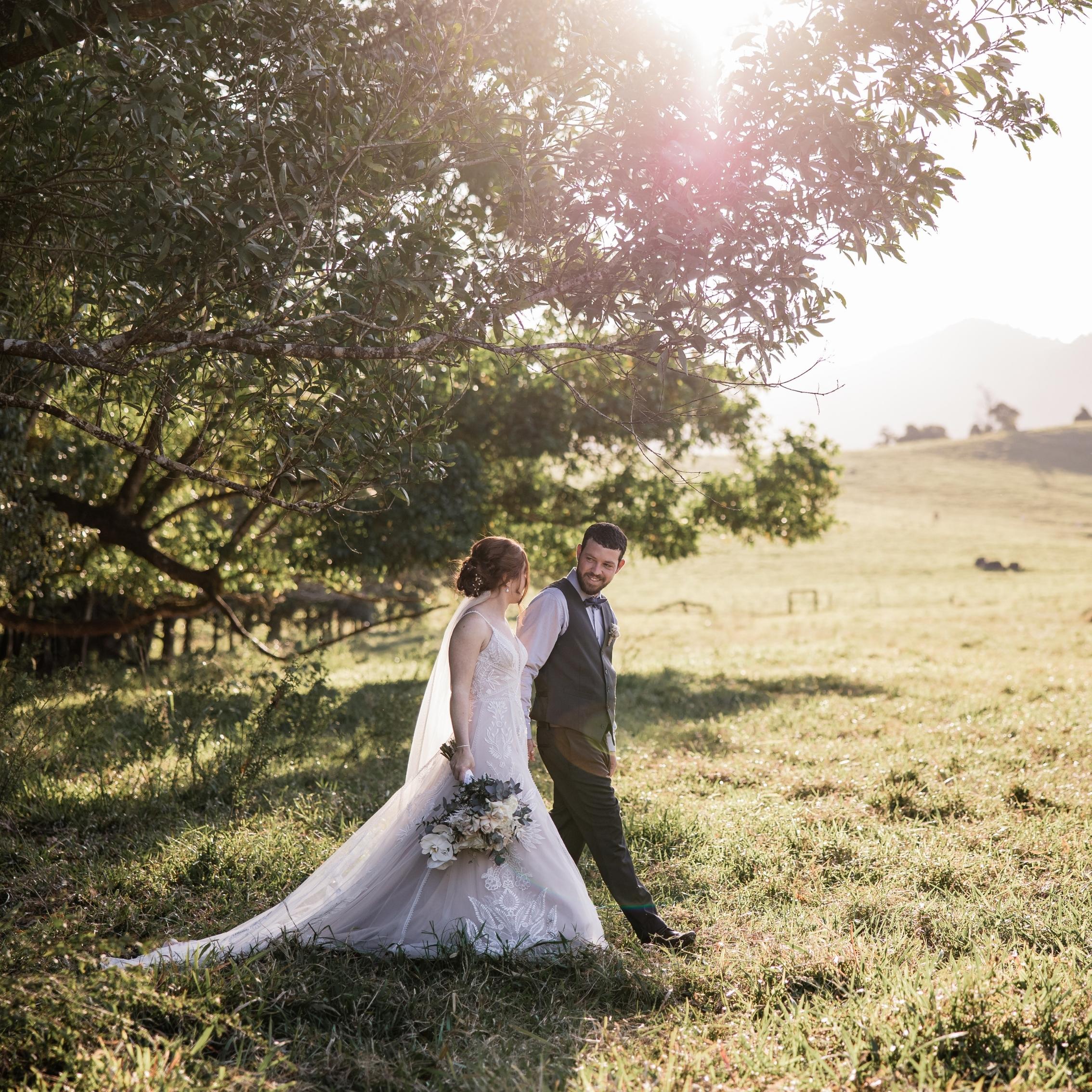 Denim and lace store wedding