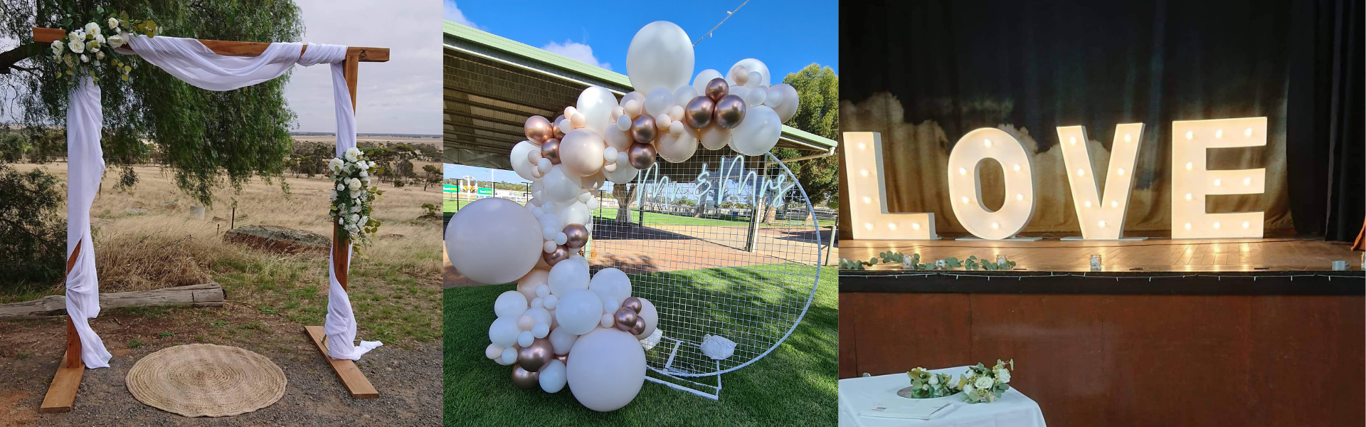 Up Up 'N Away Balloons & Prop Hire SupplierHero Wedding Decorations